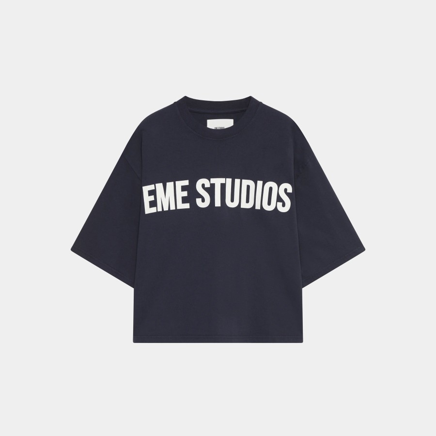 Ropa eme | Logo Navy Cropped Boxy Tee